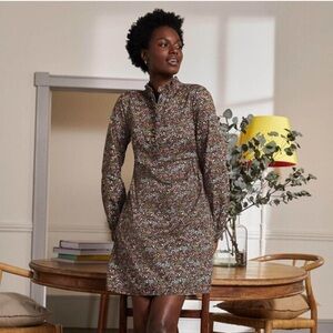 NWT Boden Dolores Floral Print Shift Dress, Black/Enchanting Forest, Size US 8